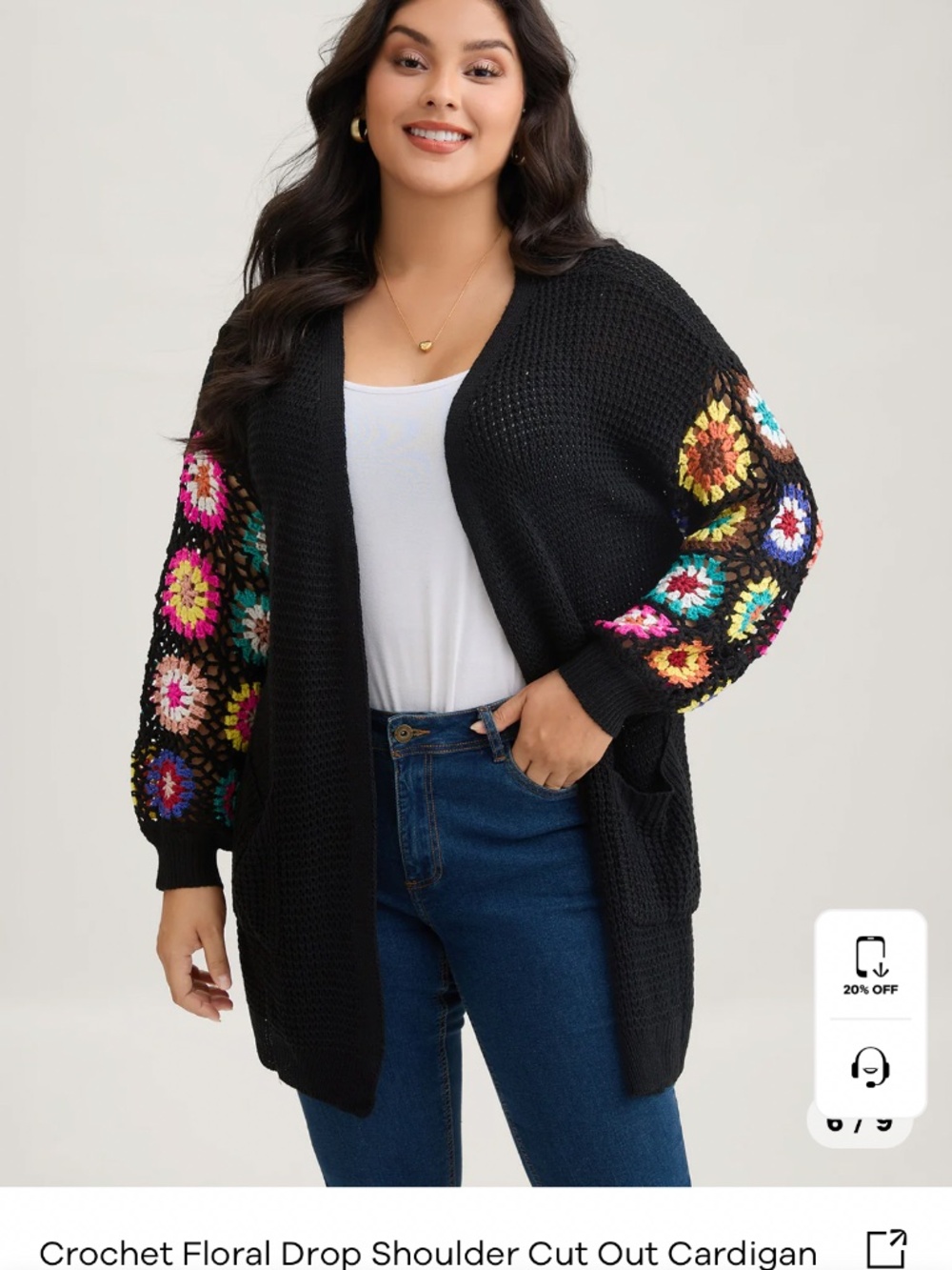 Bloom chic crochet cardigan floral sweater - Picture 8 of 12